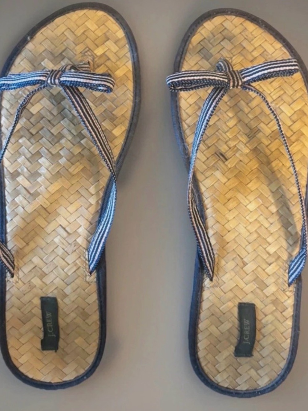 J. Crew Red, White & Blue Striped Woven Flip-Flop Sandals